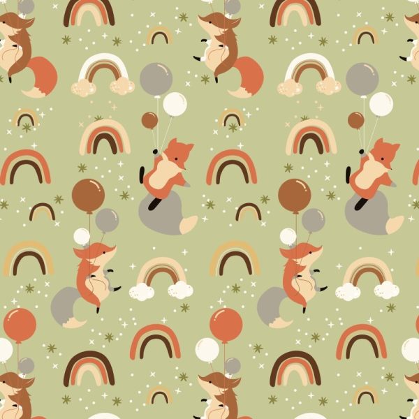 Fantastic Foxes And Rainbows in Flannel Flannel by David Textiles