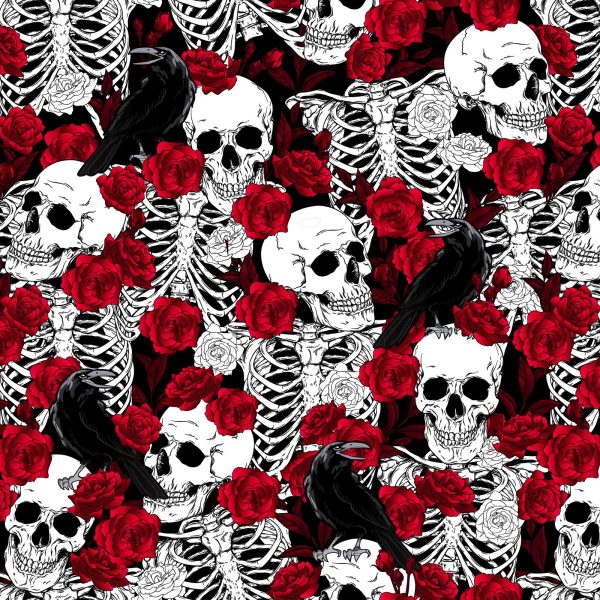 Bones and Red Roses Fabric Traditions