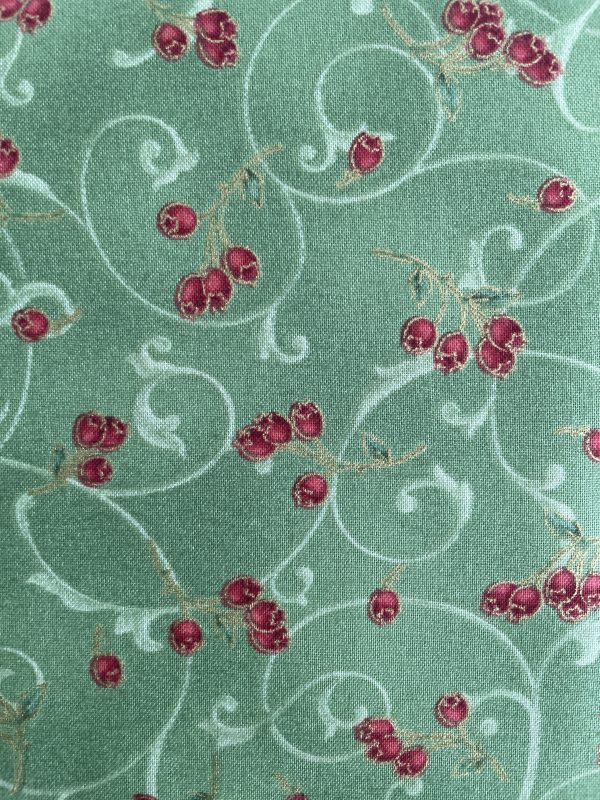 Maywood Studio 1933-G2 Poinsettia with Metallic Berries and Swirls Green