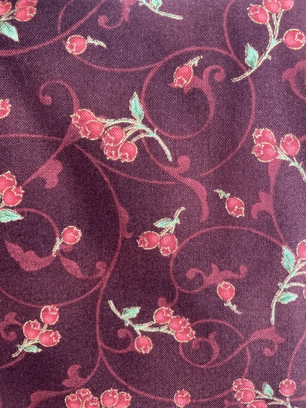 Maywood Studio 1933-R Poinsettia with Metallic Berries and Swirls Maroon