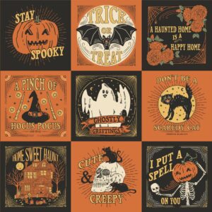 MODA Halloween Home Sweet fabric panel by Haunt Stacy Hsu 35"x44"