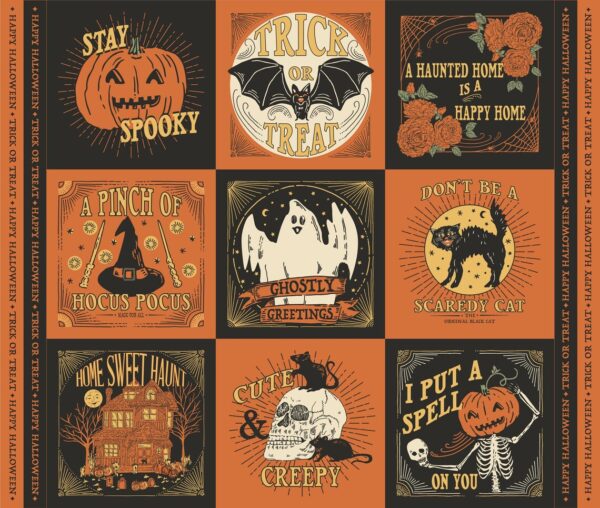 MODA Halloween Home Sweet fabric panel by Haunt Stacy Hsu 35"x44"