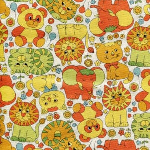 Retro School Animal Oxford - White by Kokka Fabrics